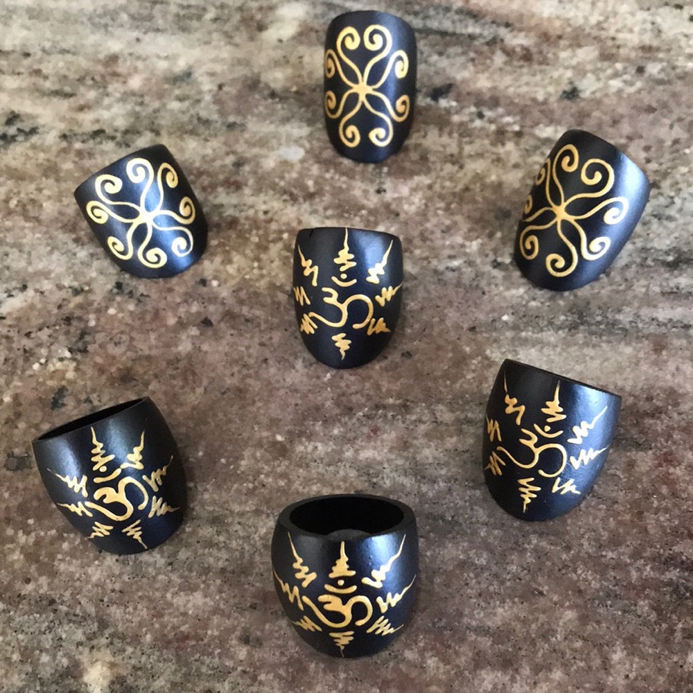 🌈Hand Painted Rings on Coconut Shell🌈 - Picture 5 of 7